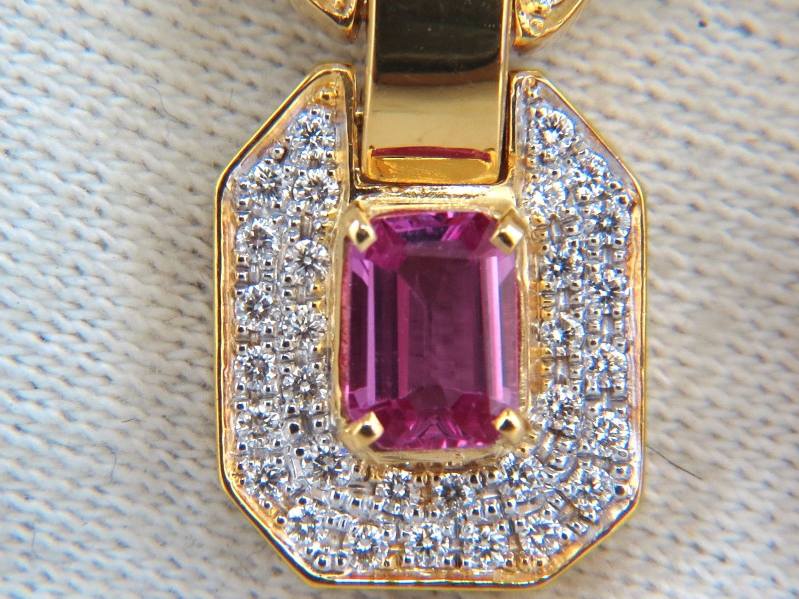 2.94ct Natural Pink Sapphire & Diamond Dangle Earrings in 14K Gold - Vivid Prime Color for Women's Elegant Evening Wear & Special Occasions