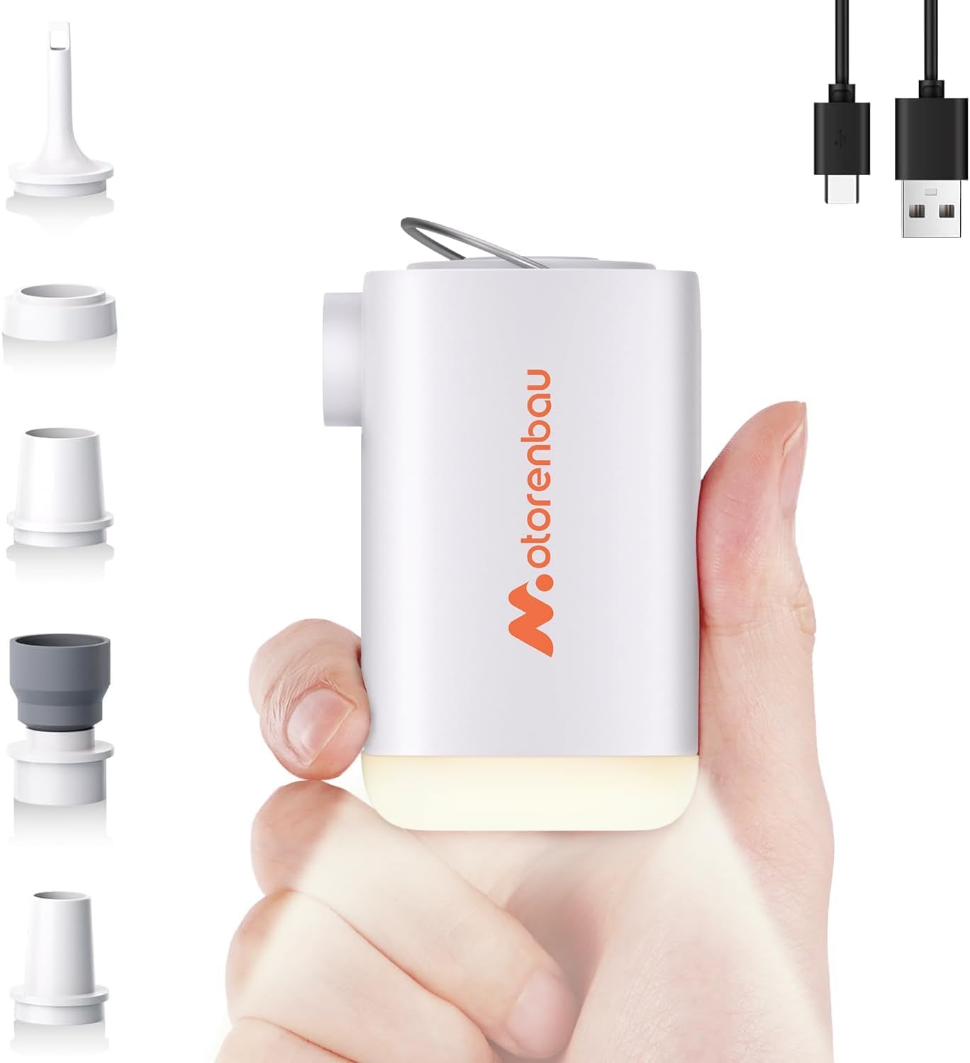 Portable Electric Air Pump for Inflatables - 3600mAh Battery & 4.5KPa High Pressure - Mini Air Pump with Built-in Camping Light - Perfect for Pool Floats, Vacuum Storage Bags, Swimming Rings, Air Mattresses - Ideal for Camping, Beach Trips, and Home Storage