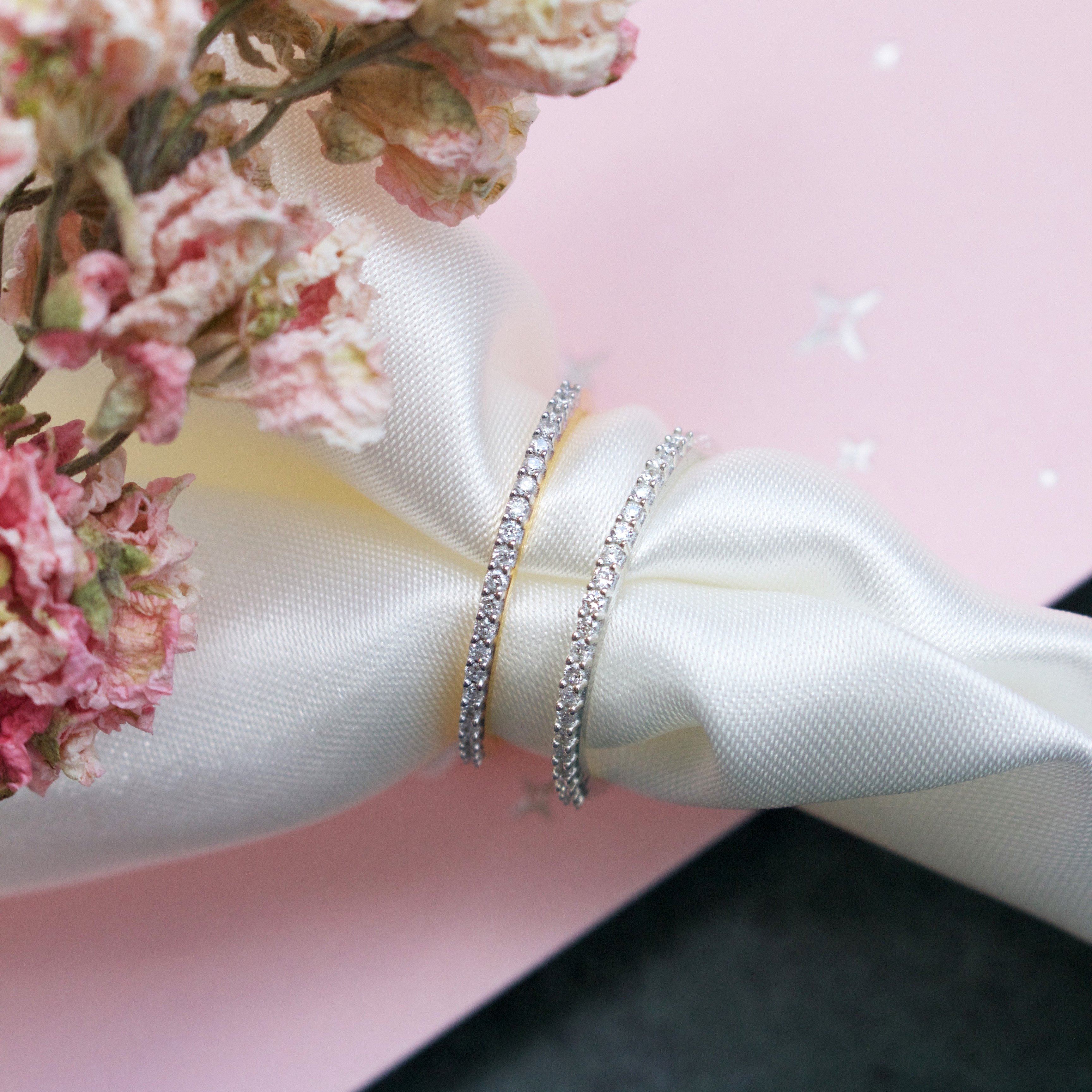 Diamond Pave Eternity Band Ring for Women - 14K White Gold Wedding Anniversary Stackable Bridal Jewelry Gift for Her - Perfect for Engagement, Proposal, and Special Occasions