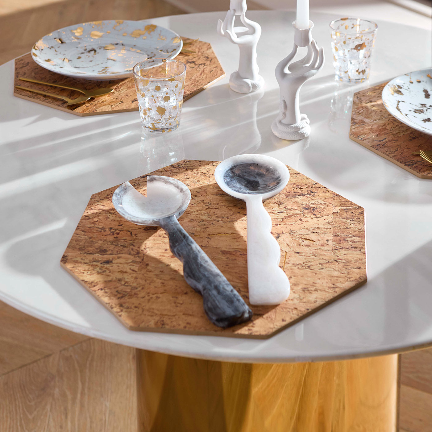 Como Black & White Ripple Salad Serving Set - 3-Piece Elegant Dinnerware for Parties, Picnics & Home Entertaining