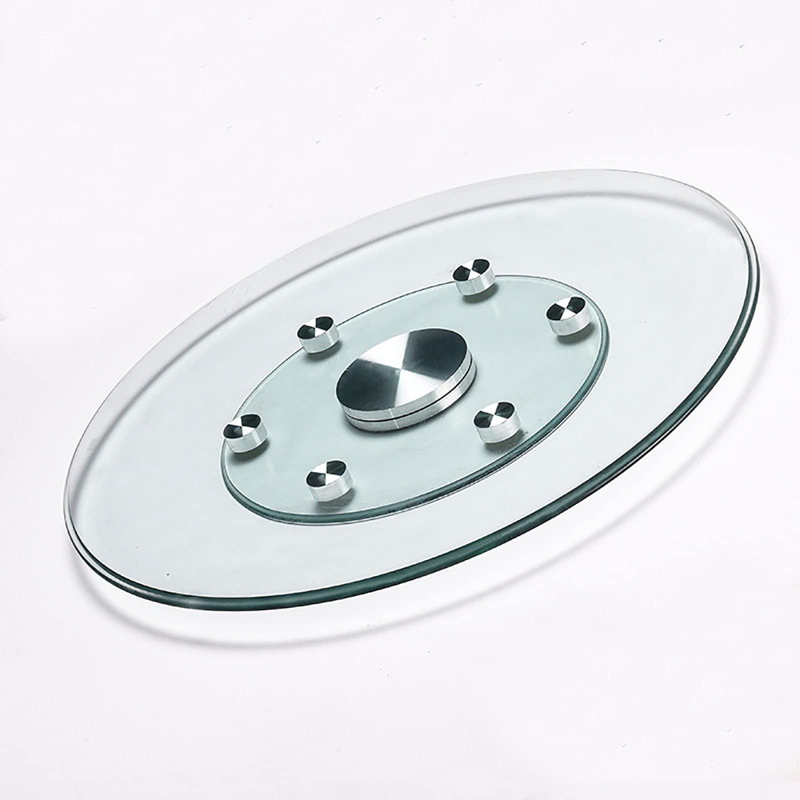Premium 12-Inch White Tempered Glass Lazy Susan Turntable - 360° Rotating Serving Tray for Dining Table & Kitchen Countertop - Durable Reversible Glass Dish Rack for Spices, Condiments & Food Display (39x39x0.3 Inches) - Perfect for Family Dinners, Buffets & Entertaining Guests
