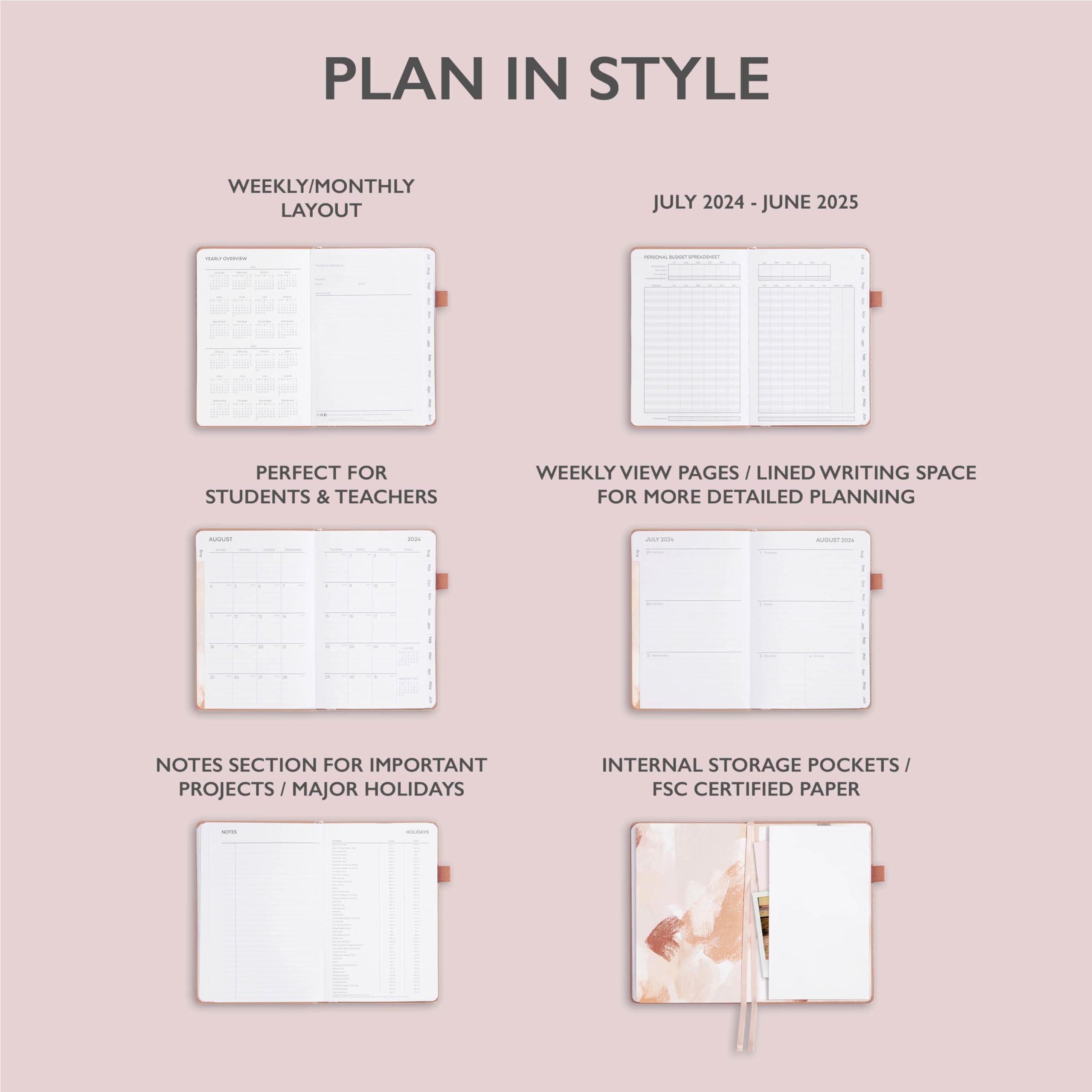 Blue Sky 2024-2025 Academic Planner - Weekly & Monthly Organizer, 5