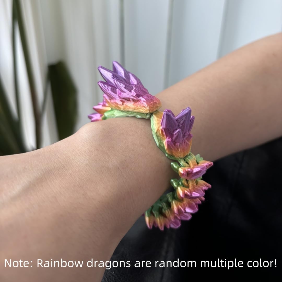 3D Printed Gemstone Dragon Charm Bracelet for Women & Men - Unique Hand Chain Jewelry for Fantasy Lovers, Cosplay & Gift Giving