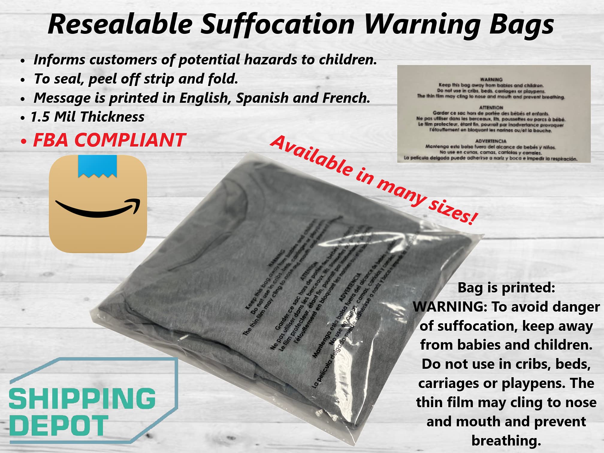 Secure Seal Self-Sealing Suffocation Warning Poly Bags 10x15 Inches - Clear Adhesive Packaging Bags for Amazon FBA, Storage & Retail | 2,000 Pack | Perfect for Shipping, Organizing & Product Protection
