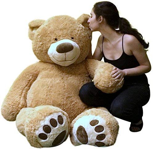 5 Foot Giant Plush Teddy Bear - Customizable & Hand-Stuffed in USA | Personalized T-Shirt, Neck Ribbon & Heart Pillow with Text | Add Zipper Pocket | Perfect for Birthdays, Valentine's Day & Home Decor