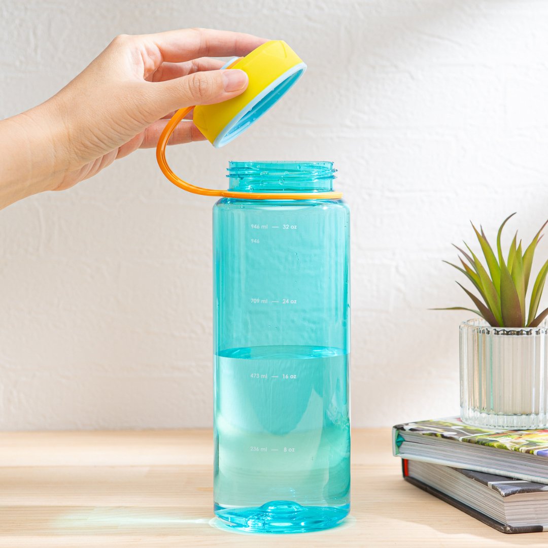 36oz HydroPop Insulated Water Bottle with Leak-Proof Lid, Carry Strap & Measurement Markings - BPA-Free, Keeps Drinks Cold for 24 Hours - Perfect for Gym, Hiking & Outdoor Activities (Blue)