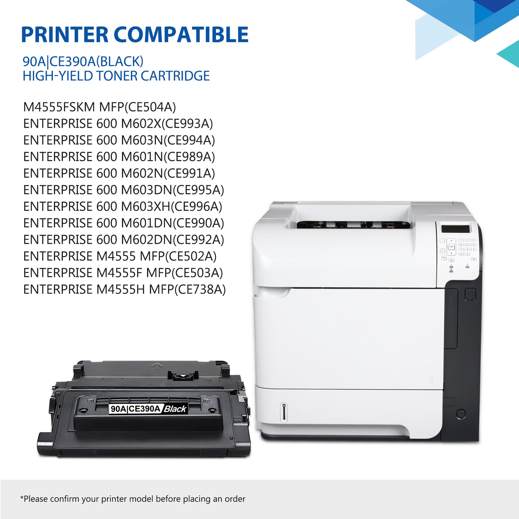 HP CE390A 90A Black Toner Cartridge 2-Pack - Compatible with LaserJet Enterprise 600 M601 M602 M603 M4555 MFP M602x M602n M603dn Series Printers | High-Yield Replacement for 90A CE390X 90X | Perfect for Office & Business Printing Needs