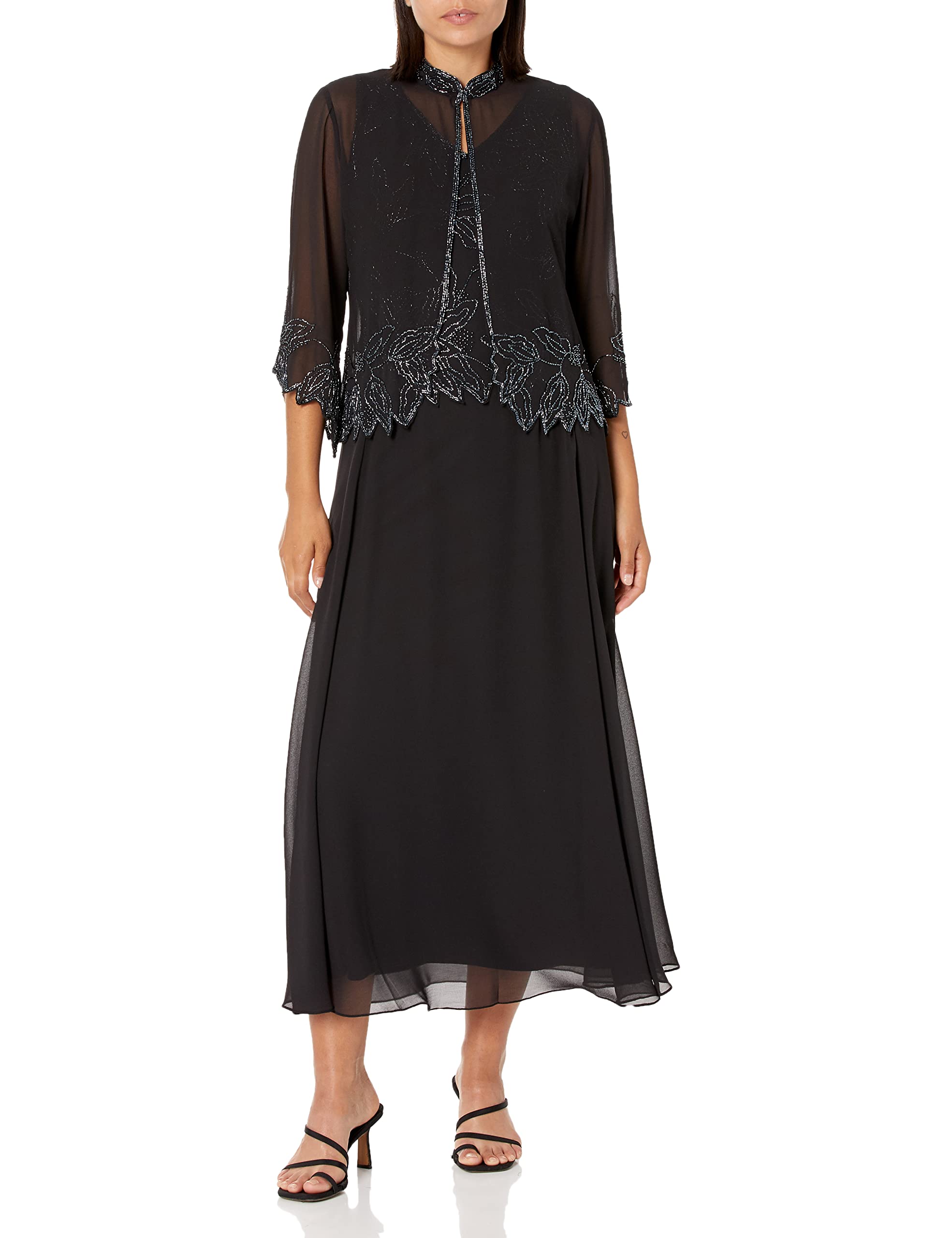 J Kara Women's Plus Size Beaded Jacket Dress - Elegant Evening Wear for Parties, Weddings & Special Occasions