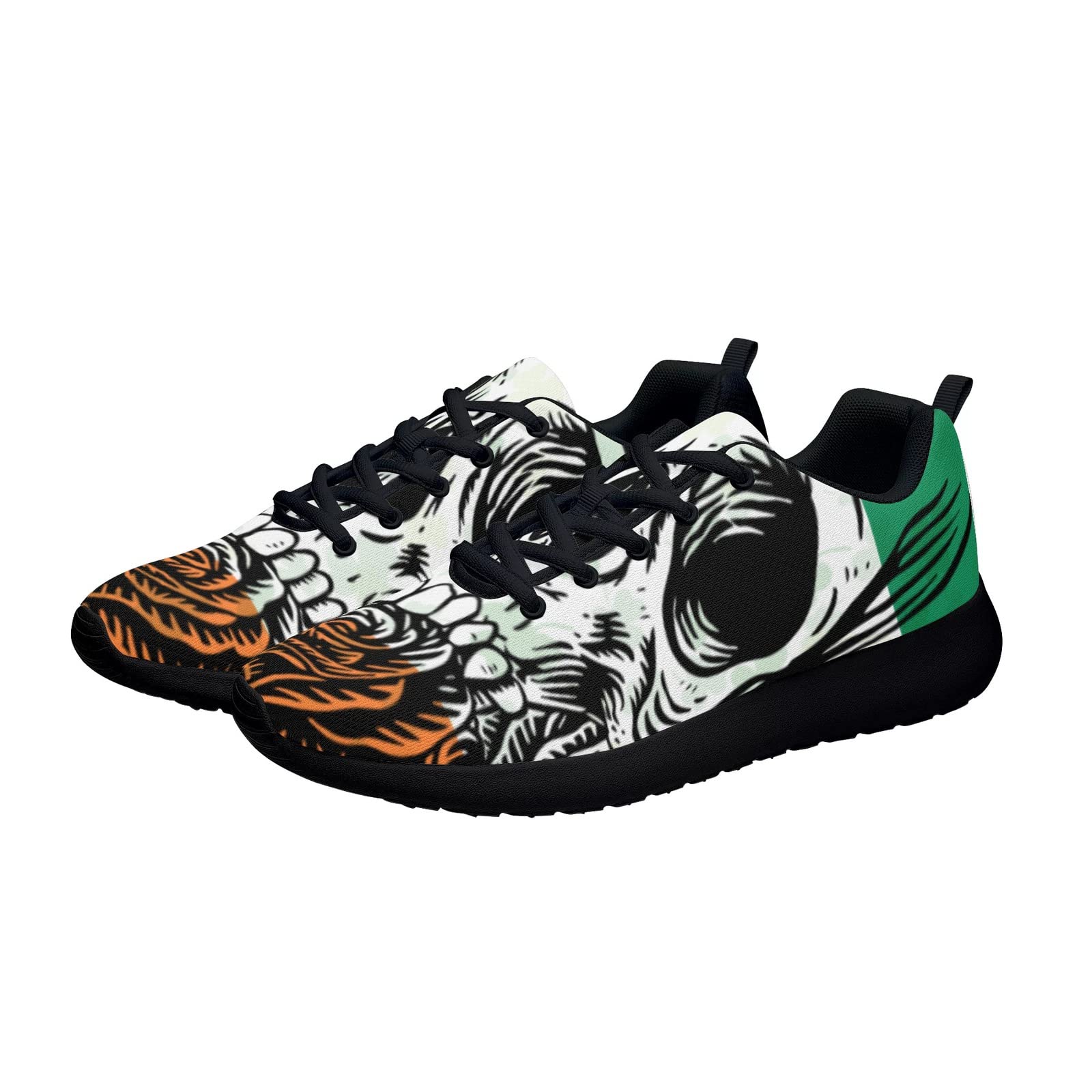 Irish Flag Skull Roses Running Shoes - Men's & Women's Air Mesh Sneakers for Tennis, Non-Slip Athletic Sports Shoes (Women's 13/Men's 11) | Perfect for Gym Workouts, Jogging & Casual Wear