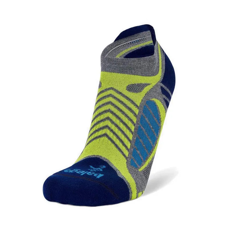 Balega Ultra Light No Show Socks - Grey Heather/Royal Blue - Perfect for Running, Hiking & Everyday Comfort