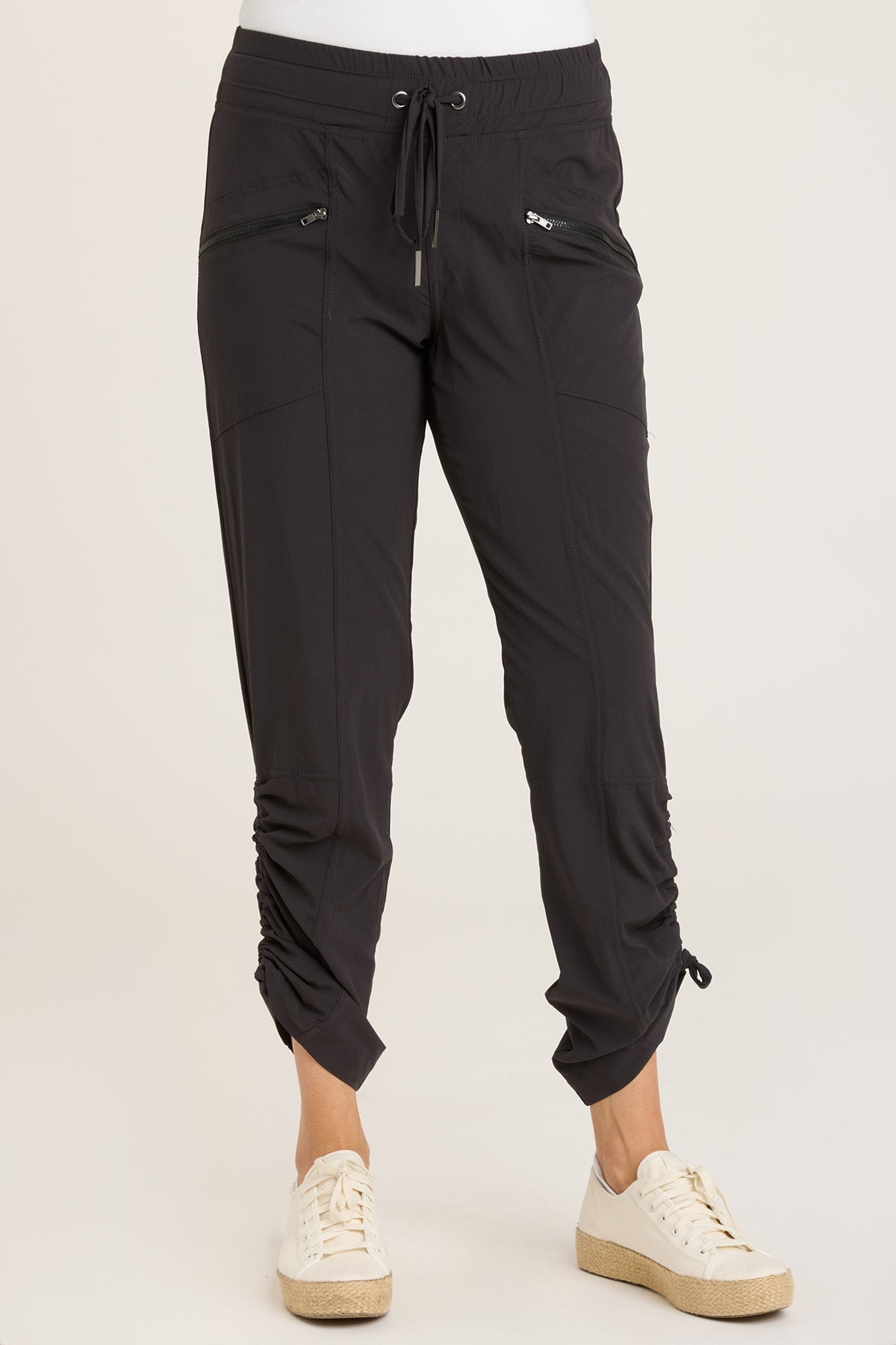 Runyon Black Stretch Workout Pants for Women - High Waist Yoga Pants with Pockets - Comfortable Gym Leggings for Running, Training & Lounge Wear