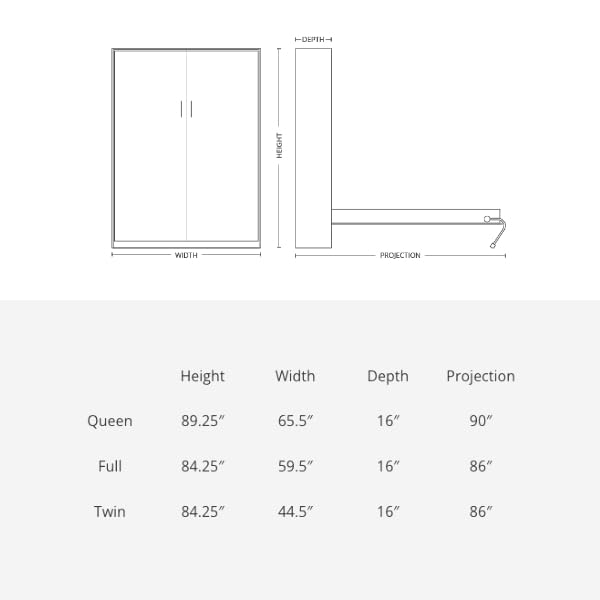 Wilding Wallbeds Murphy Bed Mechanism Kit - Full & Queen Size DIY Piston Lift Hardware for Cabinet Bed - Easy Installation with 1,500lbs Weight Capacity - Perfect for Space-Saving Home Offices, Guest Rooms & Small Apartments