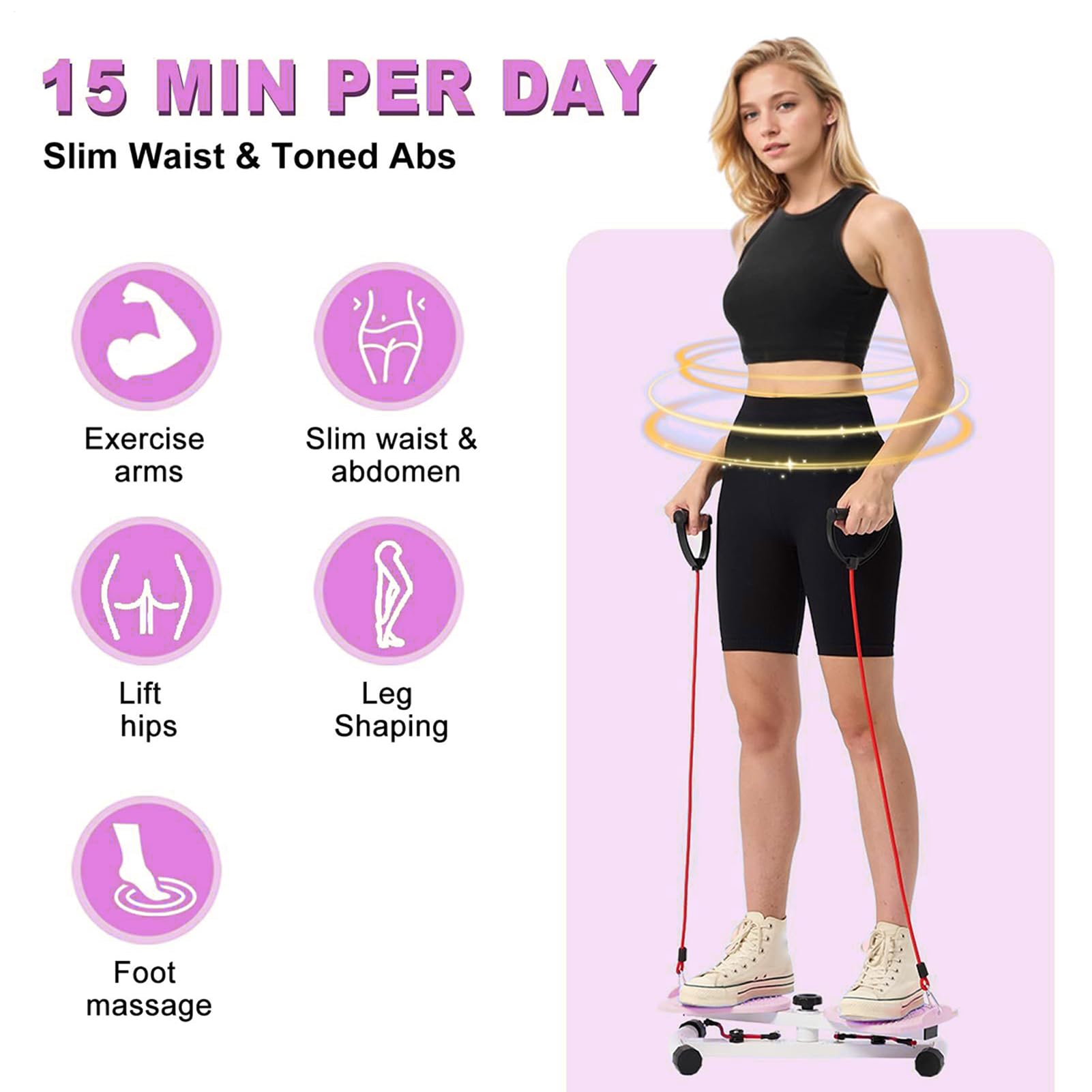 Silent Abdominal Twister Machine for Waist Exercise - Home Gym Equipment with Resistance Bands for Women & Men | Burn Belly Fat, Tone Core & Improve Posture - Perfect for Home Workouts, Office Breaks & Fitness Routines