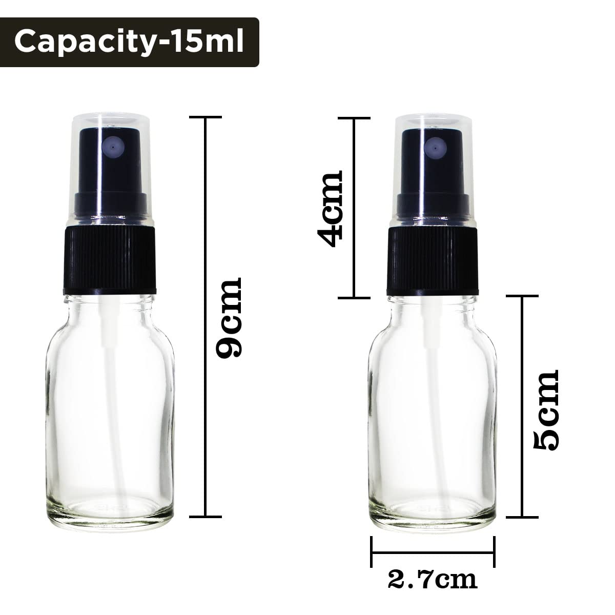 Refillable 15ml Clear Glass Fine Mist Spray Bottle with Pump for DIY Perfume, Essential Oils, Aromatherapy Blends & Beauty Products - Perfect for Travel, Home Spa & Skincare Routine (Pack of 3)