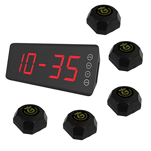 SINGCALL Wireless Call Service System - 5 Pagers & 1 Receiver Set for Office Waiters & Staff Paging - Ideal for Restaurants, Clinics, and Retail Stores
