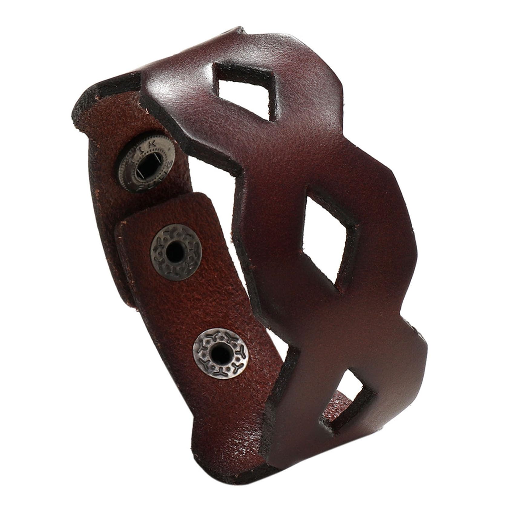 Punk Rock Hollow Faux Leather Wristband - Adjustable Snap Cuff Bracelet for Women & Men - Gothic Retro Style Arm Band for Concerts, Parties & Fashion Accessories