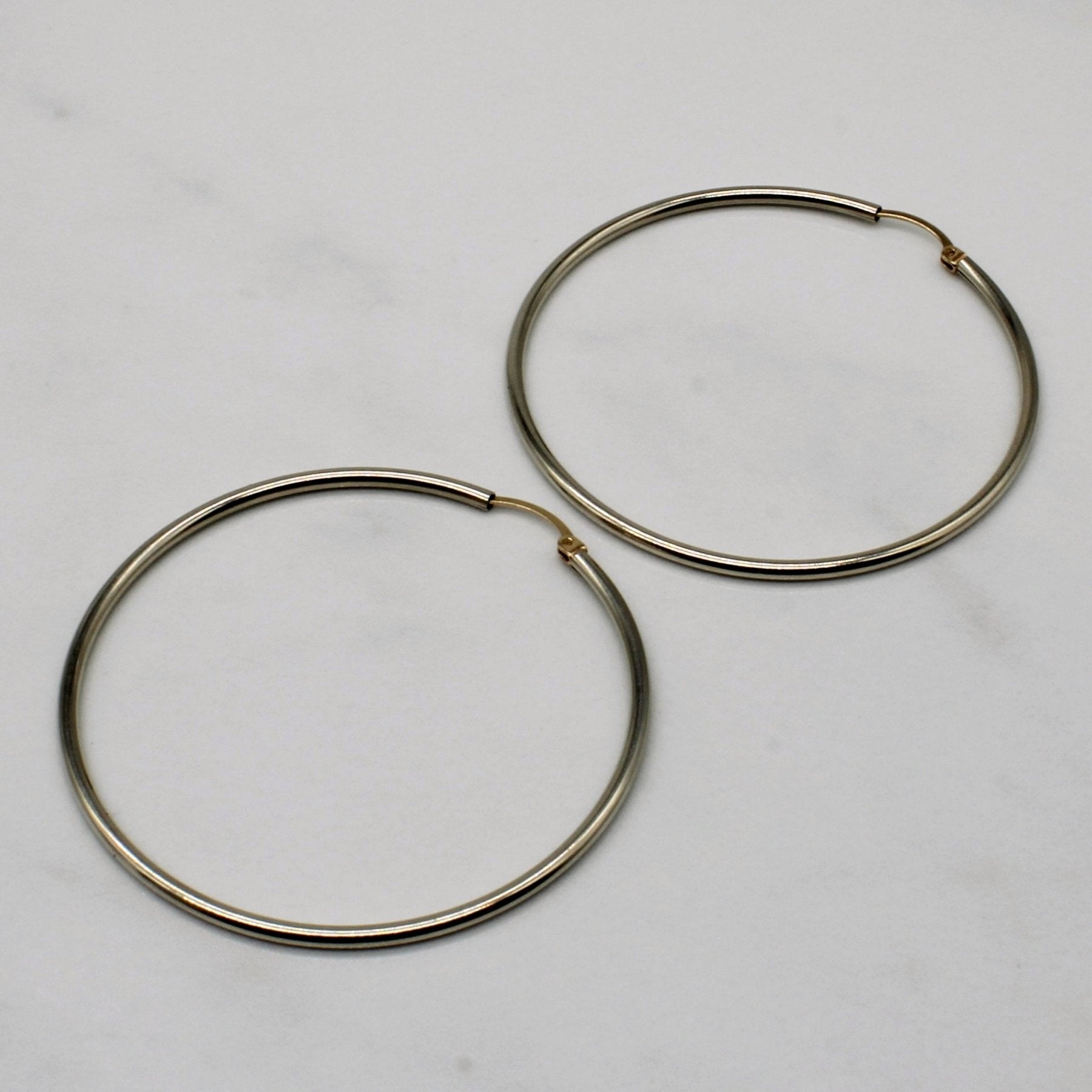 10K White Gold Hoop Earrings for Women - Classic Round Diamond-Cut Hoops - Perfect for Everyday Wear, Parties & Special Occasions