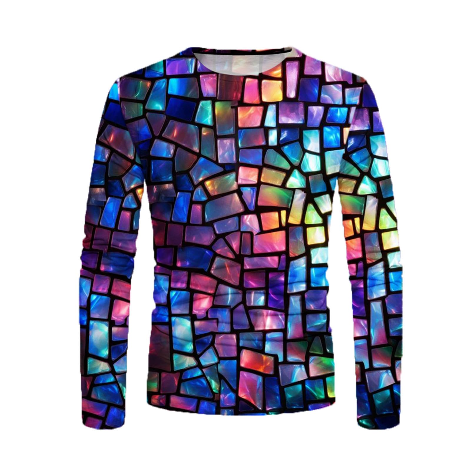 3D Printed Geometric Men's Long Sleeve T-Shirt - Fashion Graphic Tee for Streetwear & Fall Outfits | Casual Wear, Layering & Everyday Style