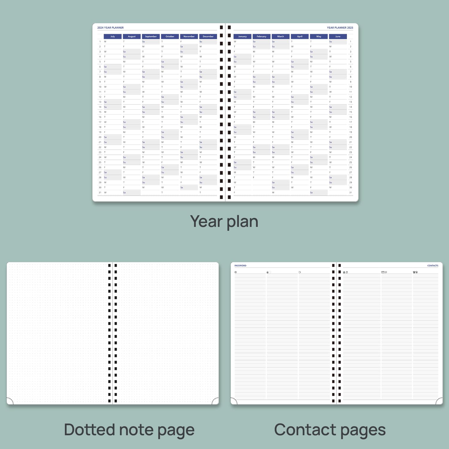 POPRUN 2024-2025 Spiral Bound Academic Planner (8.5