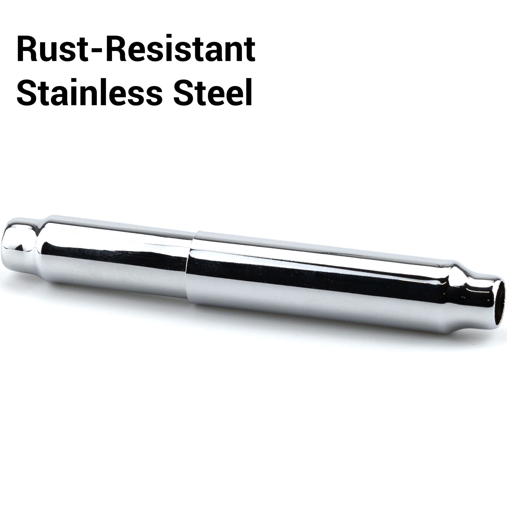 Stainless Steel Spring Loaded Toilet Paper Holder Replacement Rod - Chrome Plated Bathroom Tissue Roller for Home, RV & Office Use