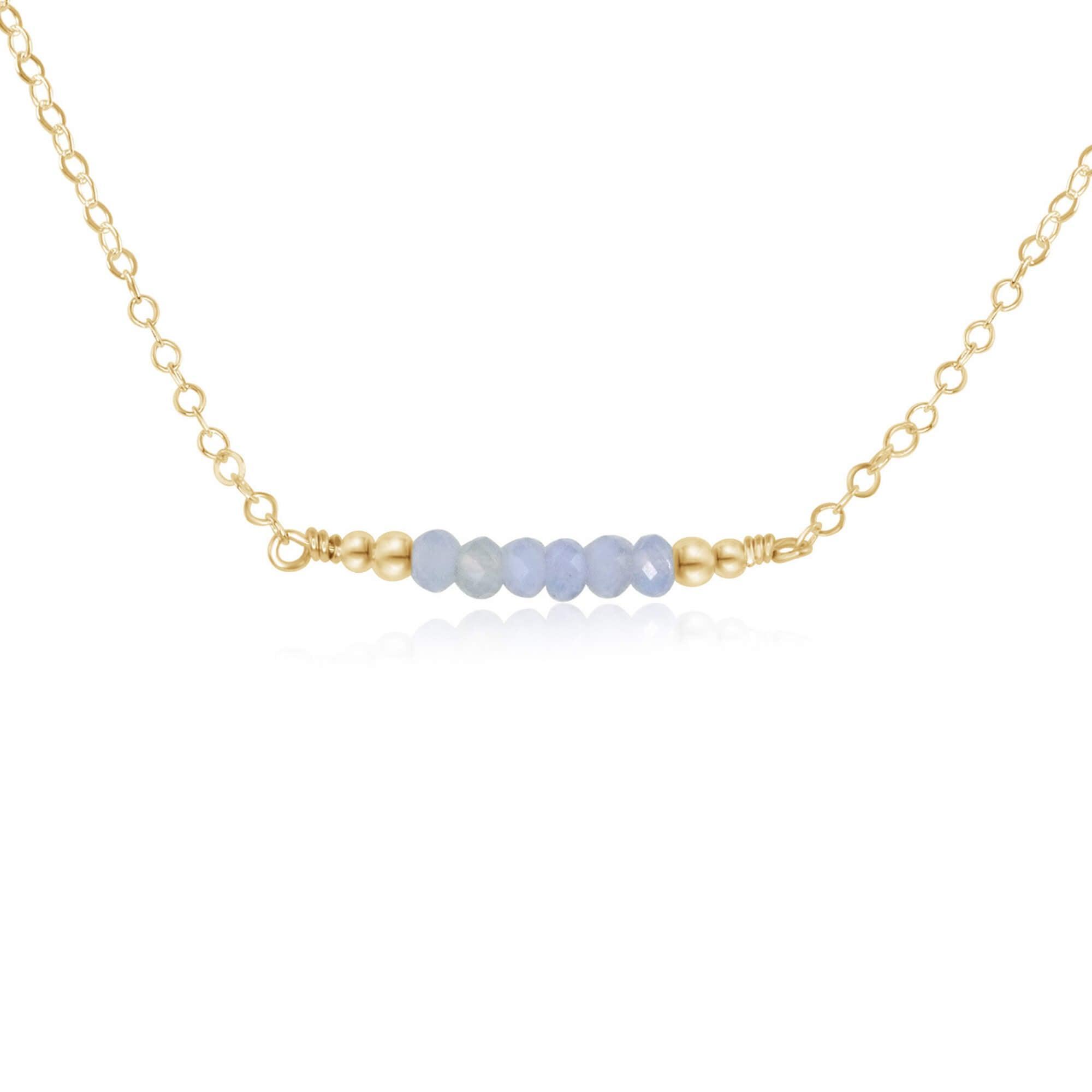 Sparkling Blue Lace Agate Faceted Bead Bar Necklace - Elegant Handmade Jewelry for Women, Gift for Her, Perfect for Weddings, Parties & Special Occasions