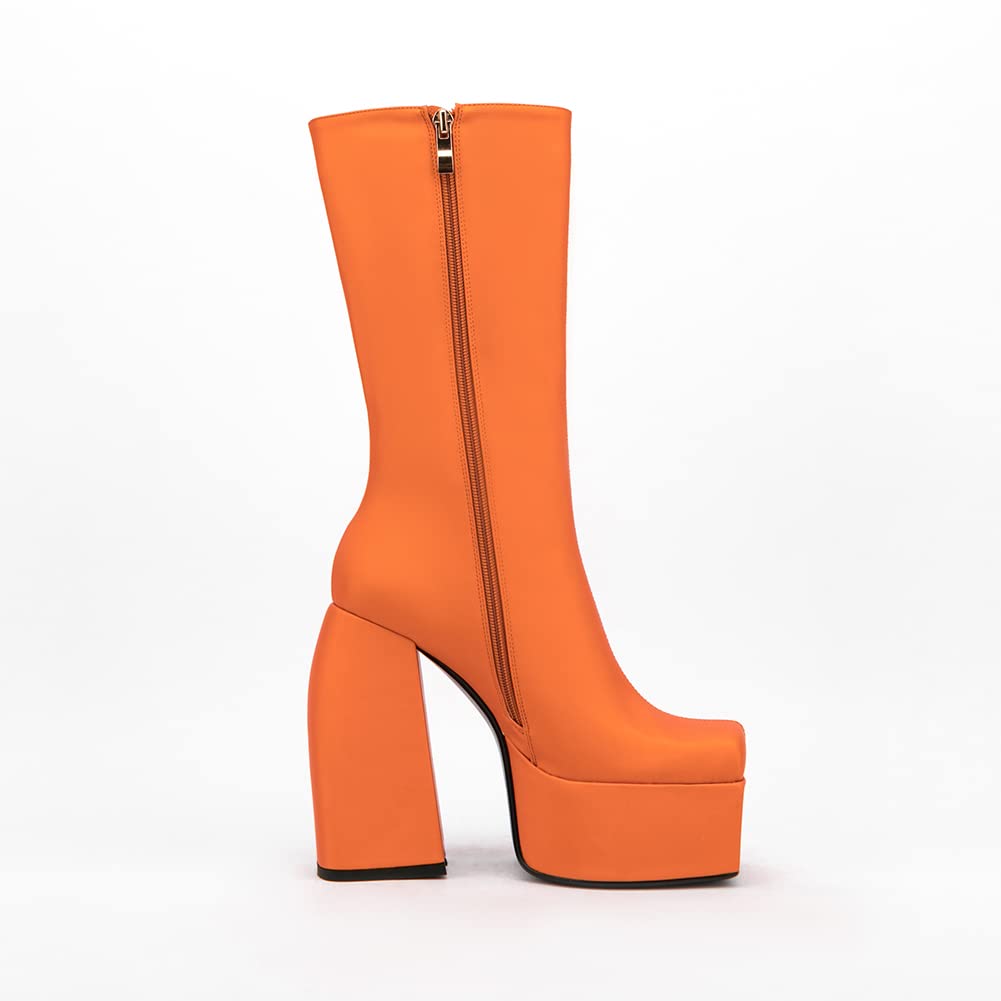 Women's Chunky Heel Platform Boots with Square Toe - Stylish & Comfortable for Fall/Winter Fashion, Parties, and Night Out