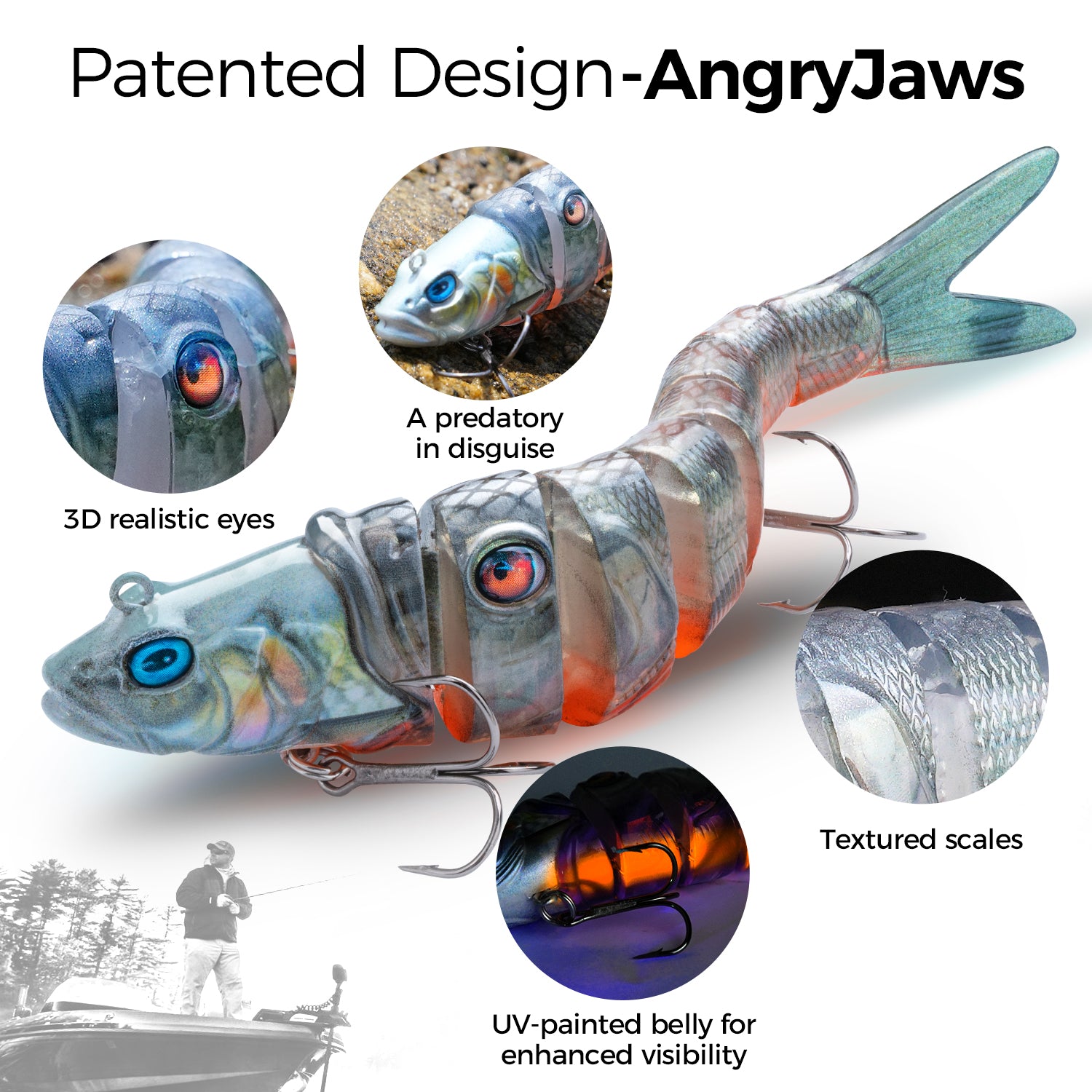 Premium M1 8-Segment Swimbait Lure - Realistic Multi-Jointed Fishing Bait for Bass, Pike & Walleye - Perfect for Freshwater & Saltwater Fishing Adventures
