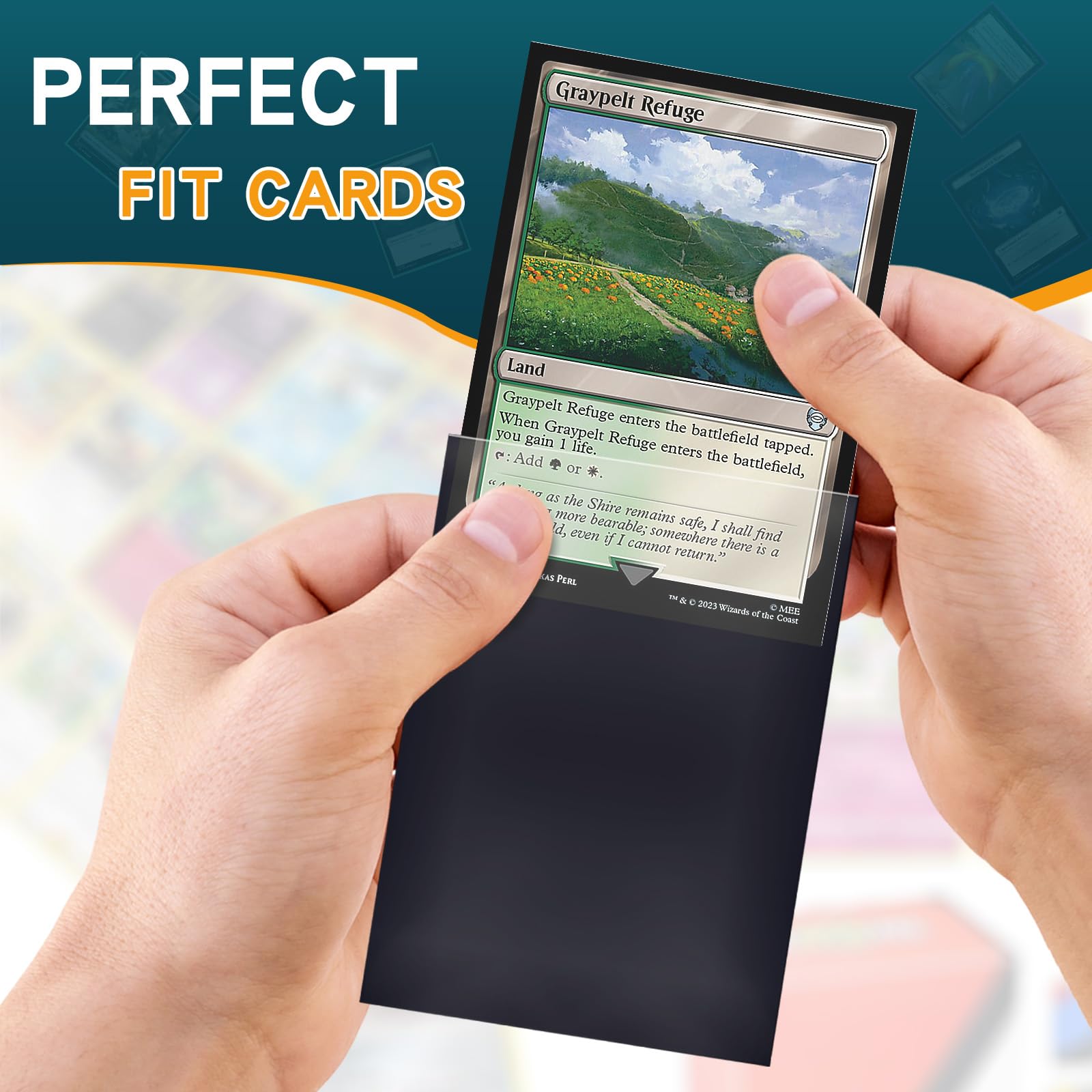 Premium 300PS Card Sleeves & Toploaders for Trading Cards (Black, Orange, Blue) - Penny Sleeves & Plastic Protectors for Baseball, Sports, MTG, Pokemon & Yugioh Cards - Perfect for Collecting, Gaming & Display