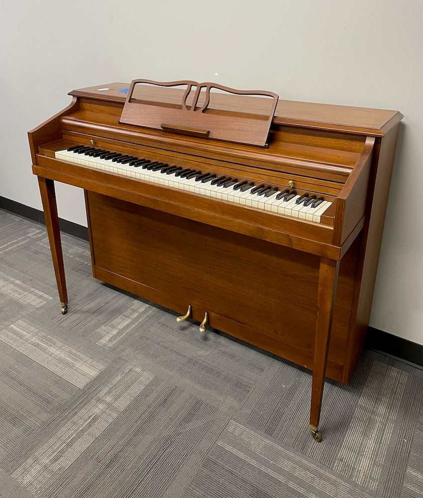 Sherman Clay Aldrich Console Piano - Satin Oak Finish | Elegant Upright Piano for Home, Studio & Performance