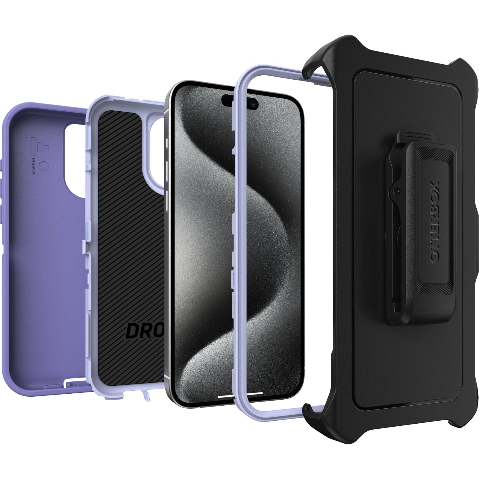 OtterBox Defender Series Case for iPhone 15 Pro MAX - Mountain Majesty Purple | Rugged & Durable Protective Cover with Port Protection | Includes Holster Clip & Kickstand | Perfect for Outdoor Adventures, Work & Travel