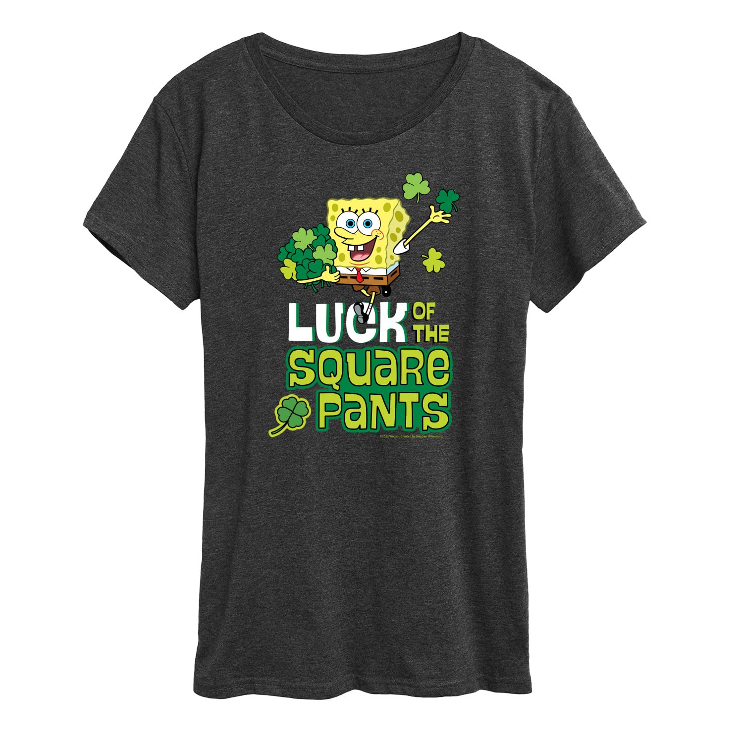 HYBRID APPAREL Women's Spongebob Squarepants Luck of The Square Pants Graphic T-Shirt - Short Sleeve Casual Tee for Fans, Cosplay & Everyday Wear
