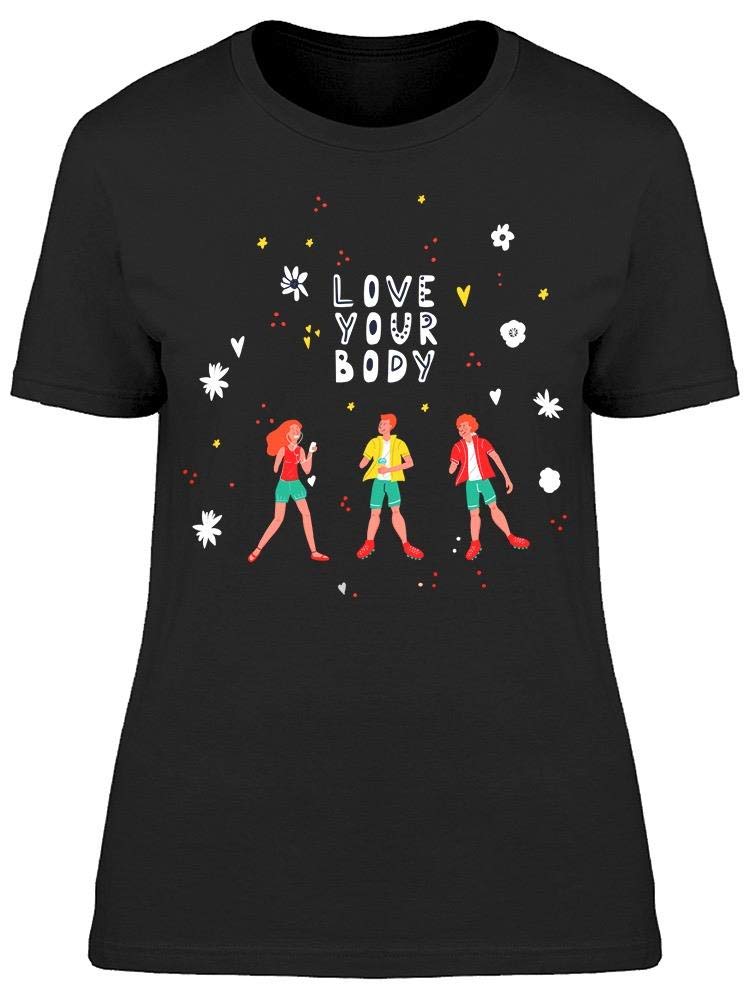 Hand Drawn Love Your Body T-Shirt for Women - Cute Graphic Tee for Casual Wear, Date Night & Self-Love Outfits
