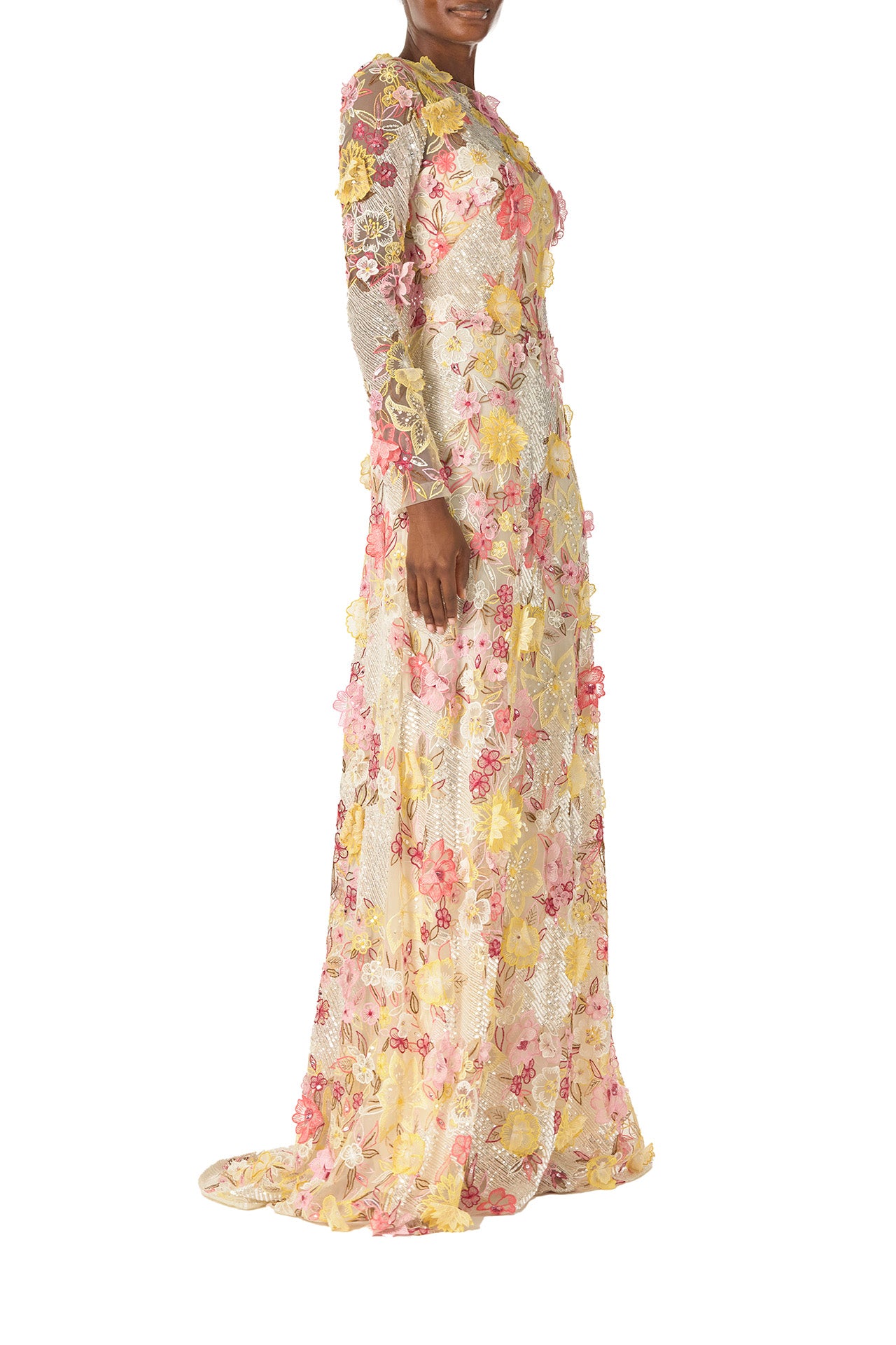 Elegant Embroidered Floral Lace Gown - Women's Formal Evening Dress for Weddings, Prom & Special Occasions