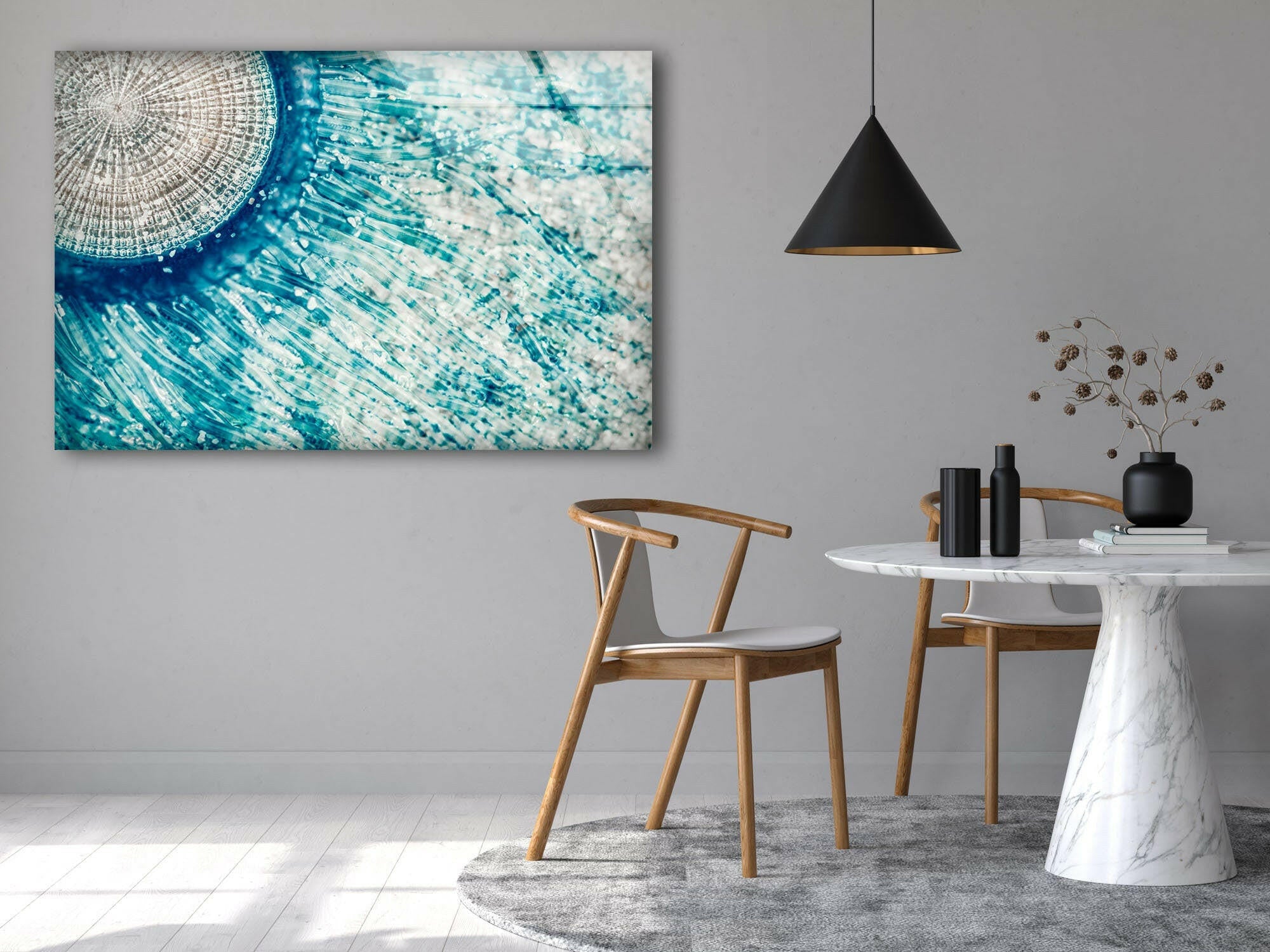 Blue Button Jellyfish Glass Wall Art - Handmade Ocean Themed Decor for Living Room, Bedroom & Office - Perfect Coastal Home Decor Gift