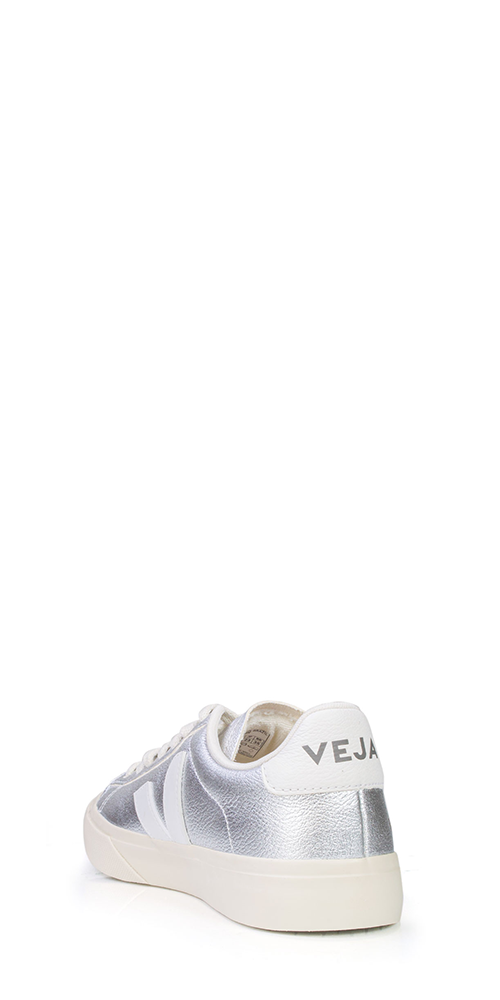 Premium Campo Leather Sneakers for Men & Women - Silver & White Colorway | Comfortable & Stylish Casual Shoes for Walking, Travel & Everyday Wear