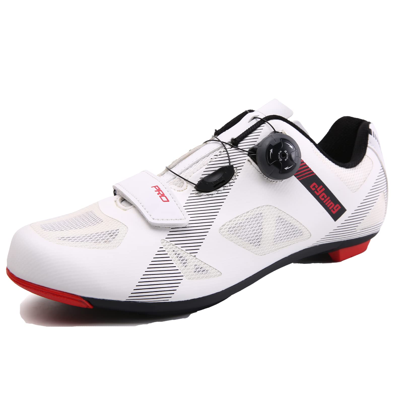 Premium Men's Mountain Bike Cycling Shoes with Cleats - Lightweight, Durable & Comfortable for Road & Trail Riding - White Spin Bike Footwear for Indoor & Outdoor Cycling