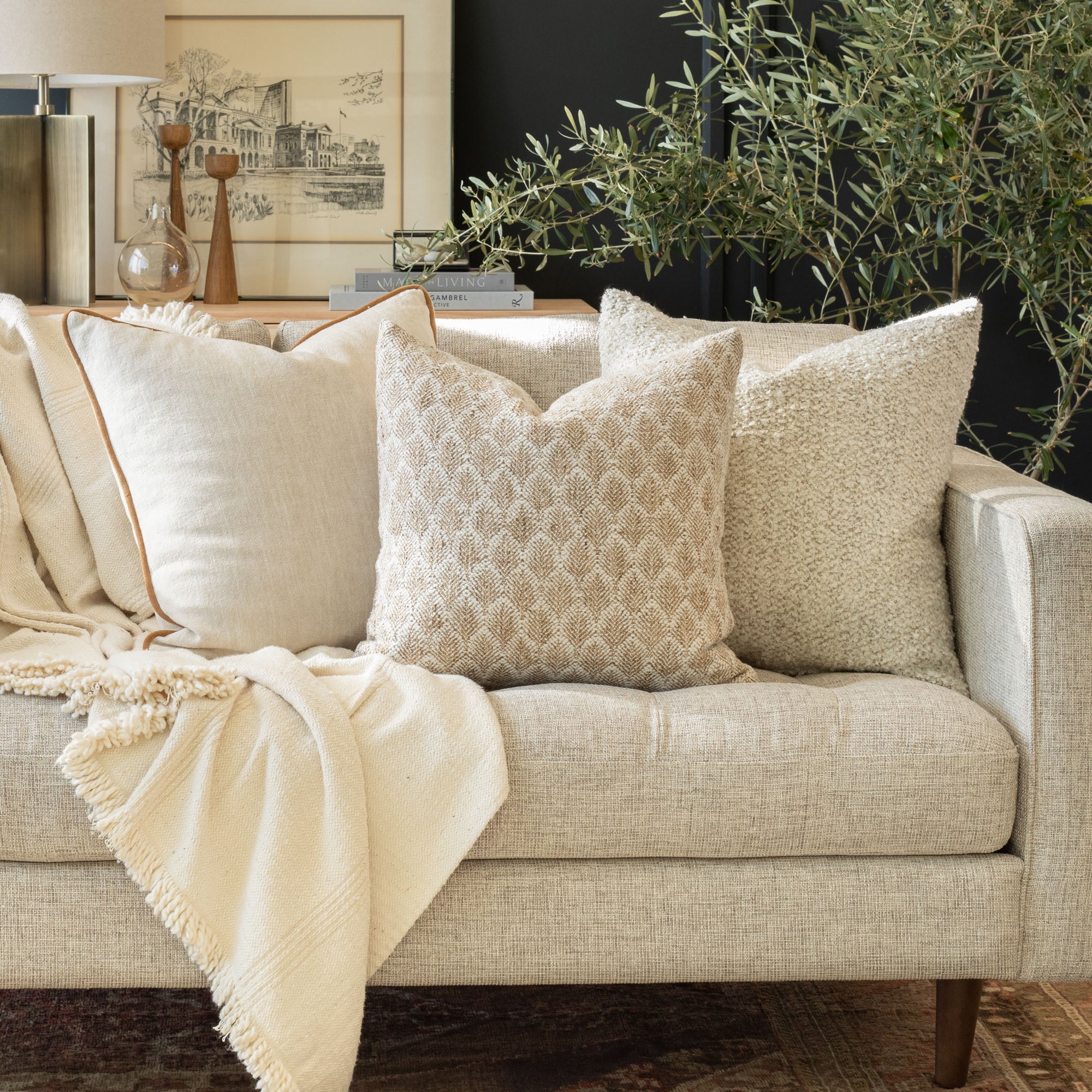 Premium 20x20 Burlap Pillow Cover - Farmhouse Decor for Sofa, Bed & Living Room - Eco-Friendly & Durable Home Accent