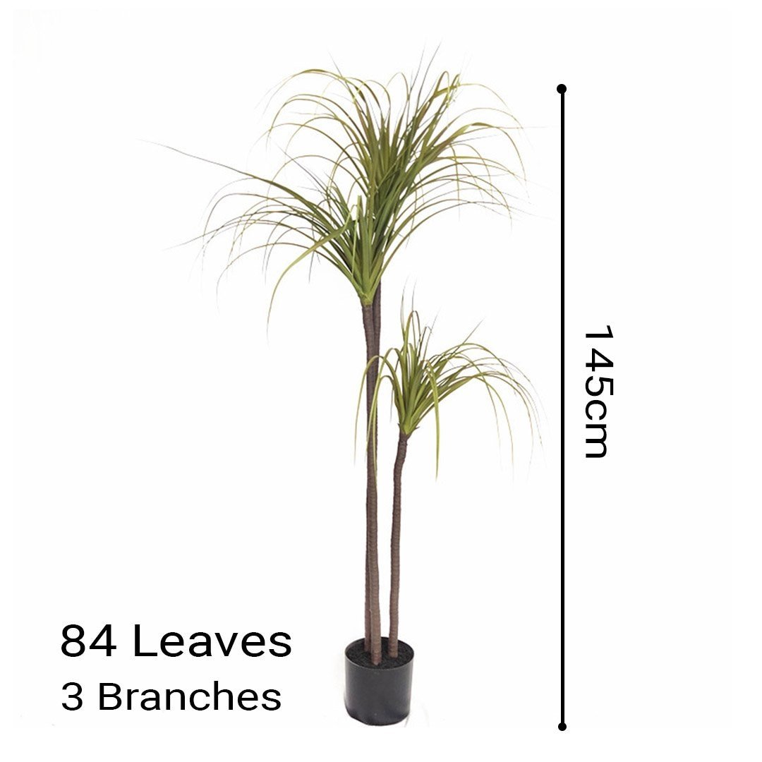 4X 145cm Green Artificial Dragon Blood Tree - Fake Indoor Plant for Home Decor, Office Decoration, Living Room, Bedroom & Wedding Centerpiece