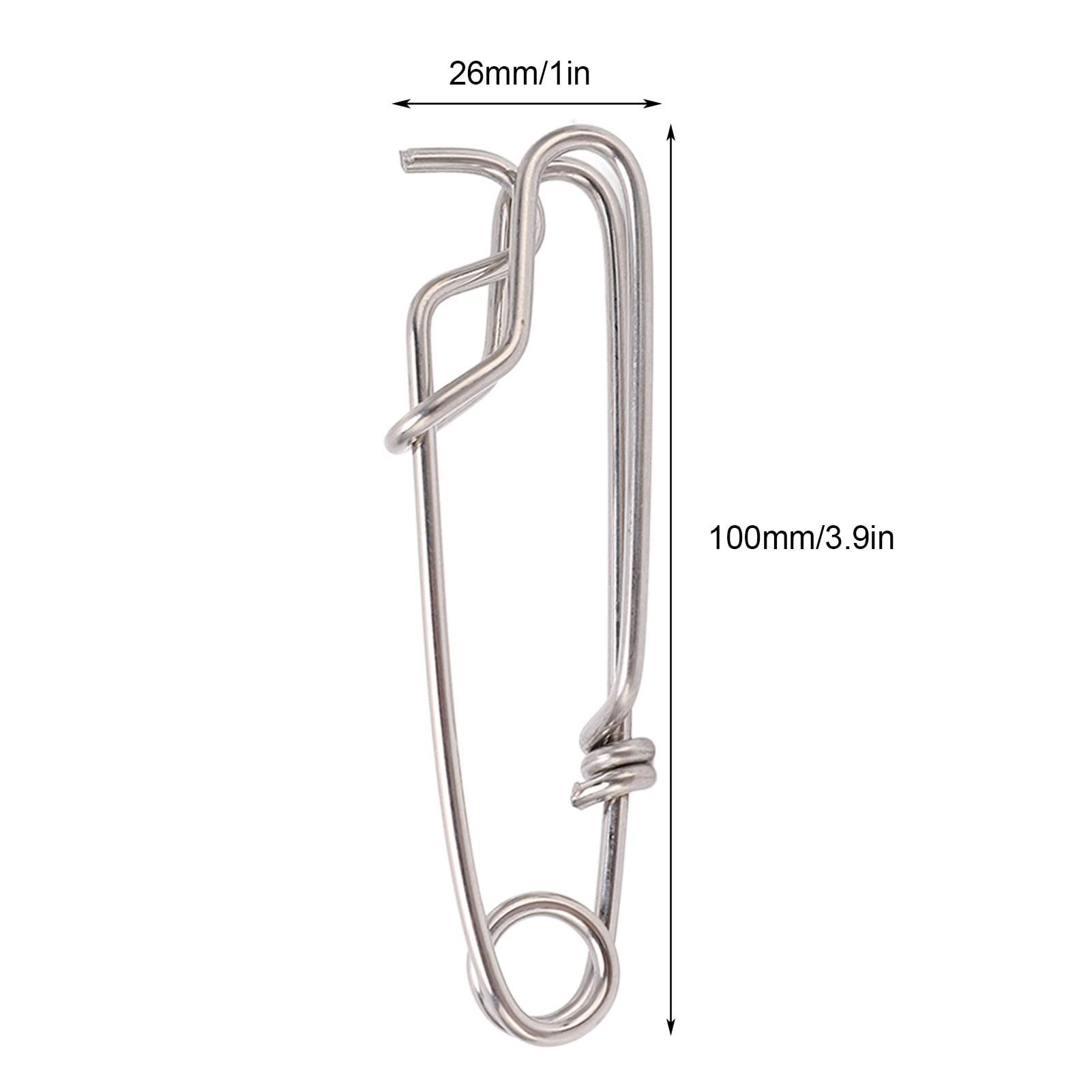 5-Pack Durable Stainless Steel Longline Fishing Clips (2.6x100mm) - Heavy Duty Saltwater Fishing Gear for Tuna, Swordfish & Deep Sea Fishing - Perfect for Boat, Pier & Offshore Angling Accessories