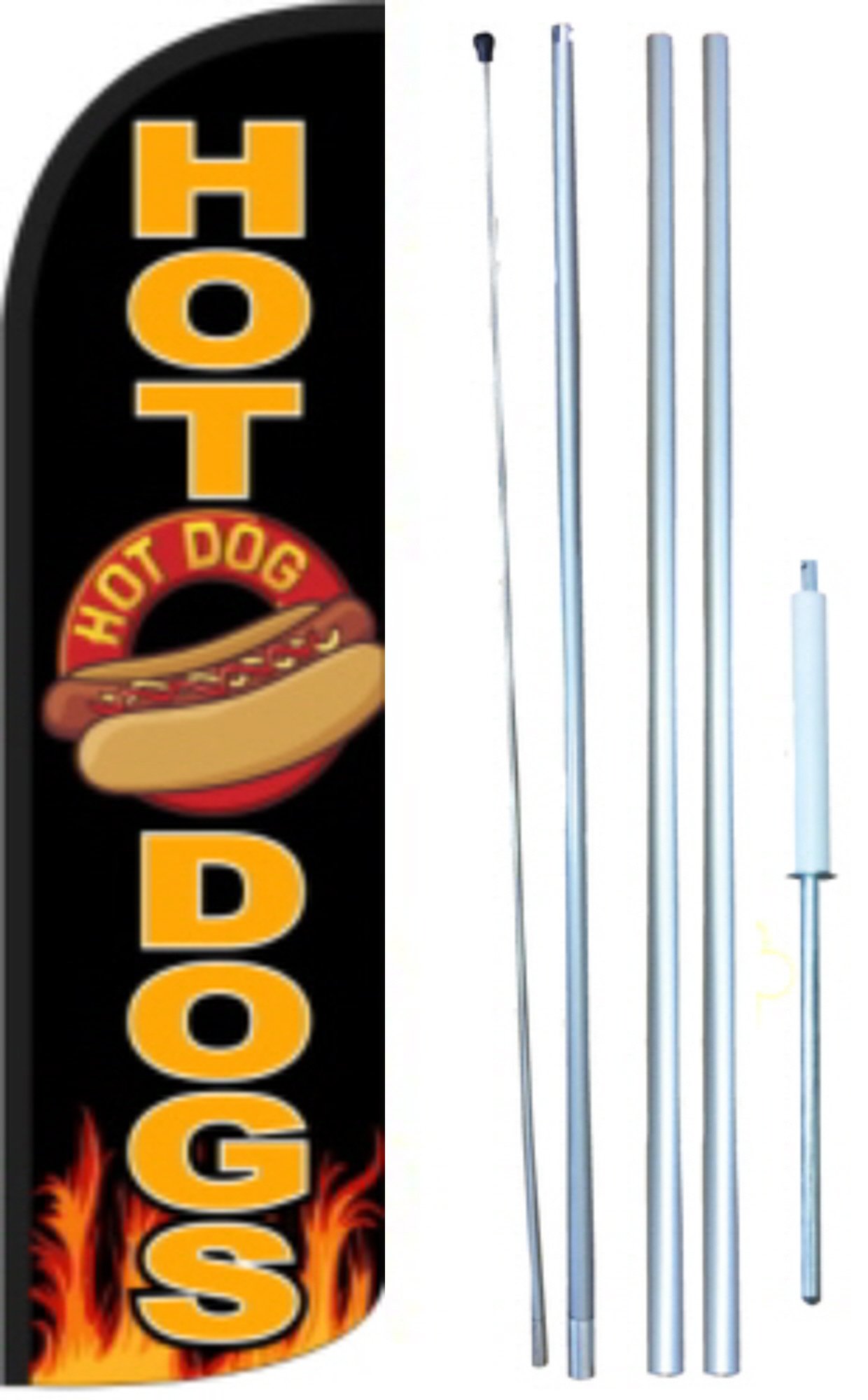 Hot Dogs Swooper Windless Flag Kit - Full Sleeve Outdoor Banner for Tailgating, Sporting Events & Backyard Decor