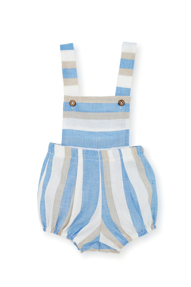 Otis Striped Linen Dungaree Romper - Women's Casual Jumpsuit with Adjustable Straps | Perfect for Summer Outfits, Beach Vacations & Boho Fashion
