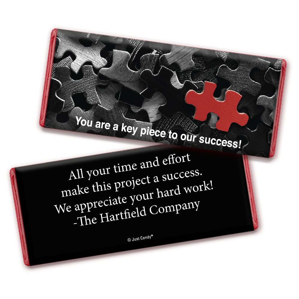 Personalized Thank You Chocolate Bars - 24 Pack Custom Puzzle Piece Candy for Gifts, Parties & Appreciation Events | Bulk Chocolate Favors for Weddings, Baby Showers & Corporate Thank Yous