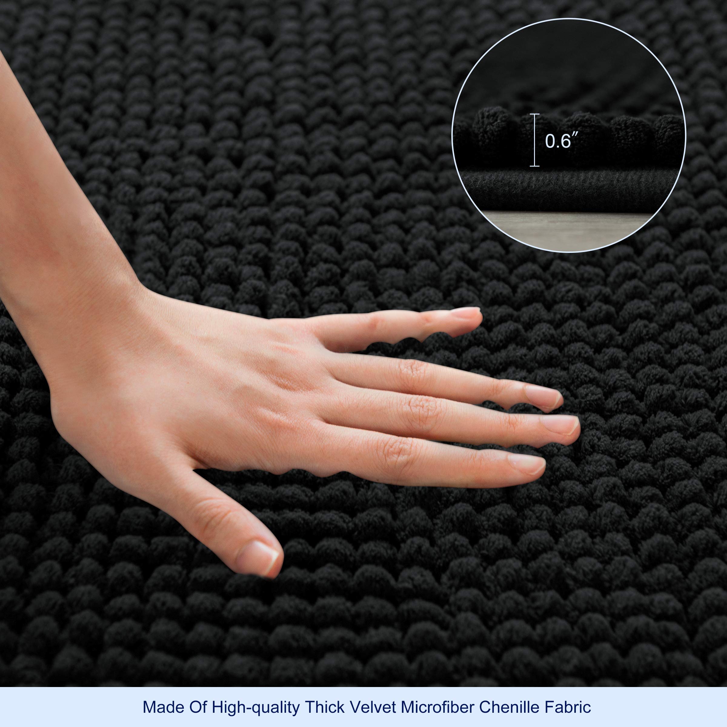 SUBRTEX Soft Chenille Bathroom Rug - Plush, Water Absorbent, Quick Dry Shower Mat - Machine Washable Non-Slip Bath Mat (16