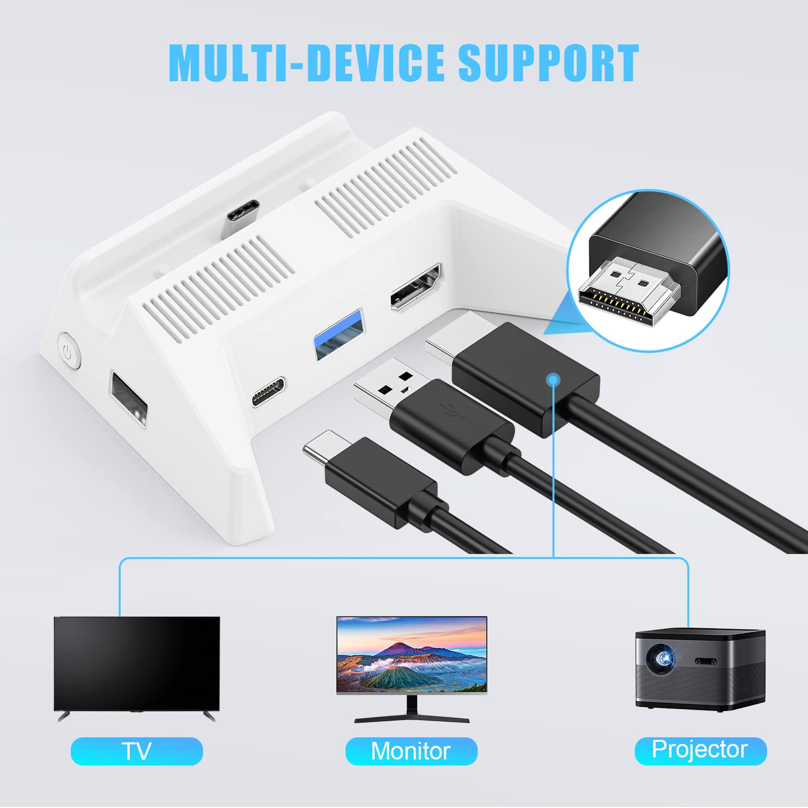 4K HDMI TV Dock for Nintendo Switch & Switch OLED with USB 3.0 Ports - Replacement Docking Station (Power Adapter Not Included) - Perfect for Home Gaming & Travel Entertainment