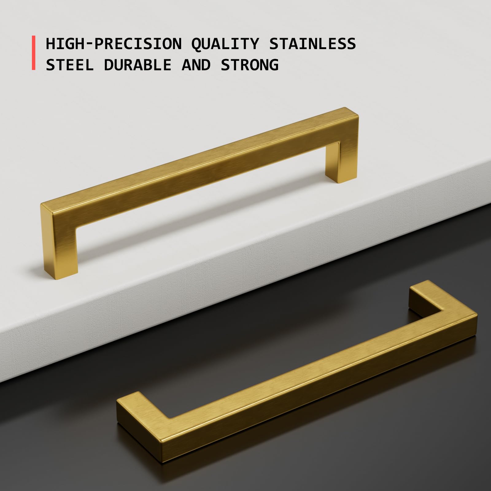 30 Pack Gold Cabinet Pulls - Brushed Brass Drawer Handles with 8 Inch Hole Centers - Stainless Steel Hardware for Kitchen Cabinets, Dressers & Furniture (Modern Home Upgrade)