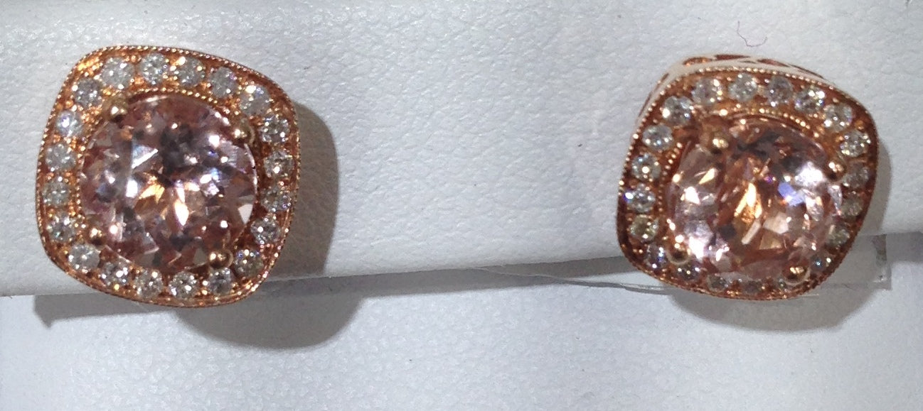 14K Rose Gold Morganite Stud Earrings for Women - Dainty Pink Gemstone Jewelry Gift for Her - Perfect for Weddings, Anniversaries & Special Occasions