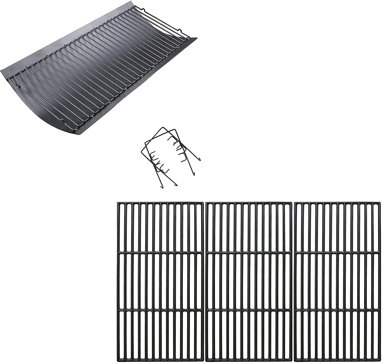 Uniflasy 27-Inch Ash Pan & Drip Pan with Cast Iron Cooking Grate for Char-Griller Smoker - Perfect for BBQ, Grilling, and Outdoor Cooking