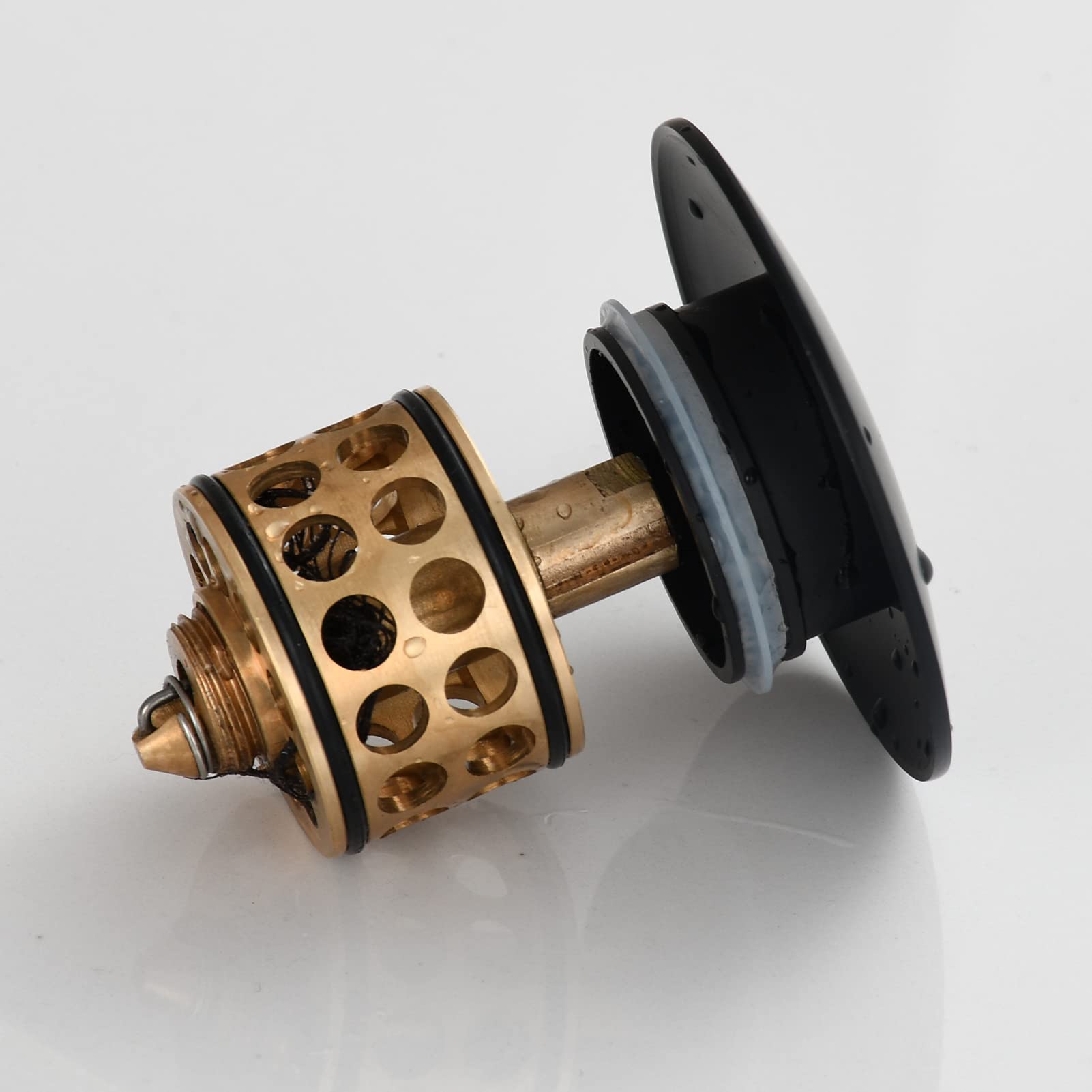 Premium Brass Pop-Up Sink Drain with Removable Strainer - No Overflow Bathroom Drain Stopper for Vessel & Vanity Sinks - Black Finish - Ideal for Kitchen & Bathroom Sink Installation