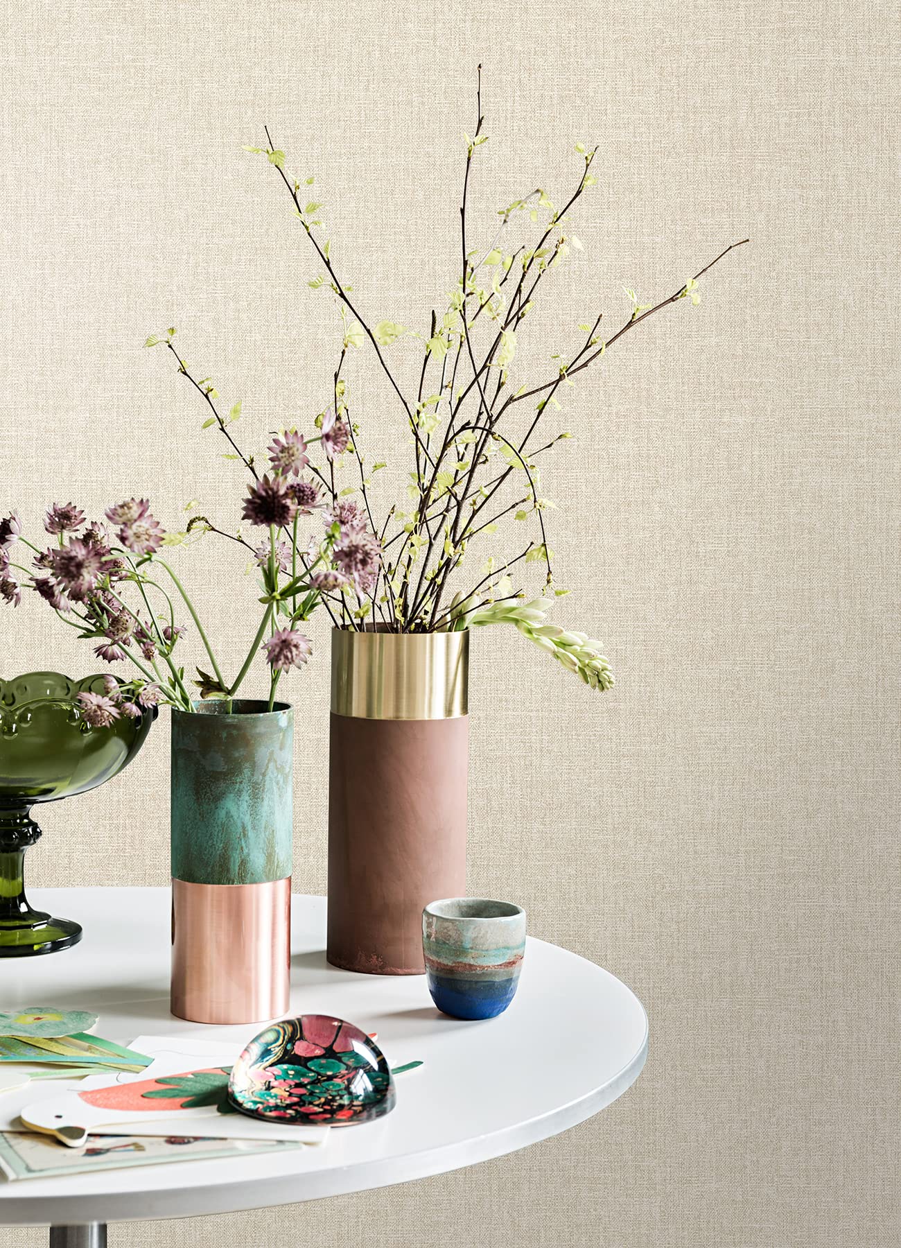 Glen Beige Linen Wallpaper - Premium Textured Wall Covering for Living Room, Bedroom & Office Decor | Peel and Stick DIY Home Improvement