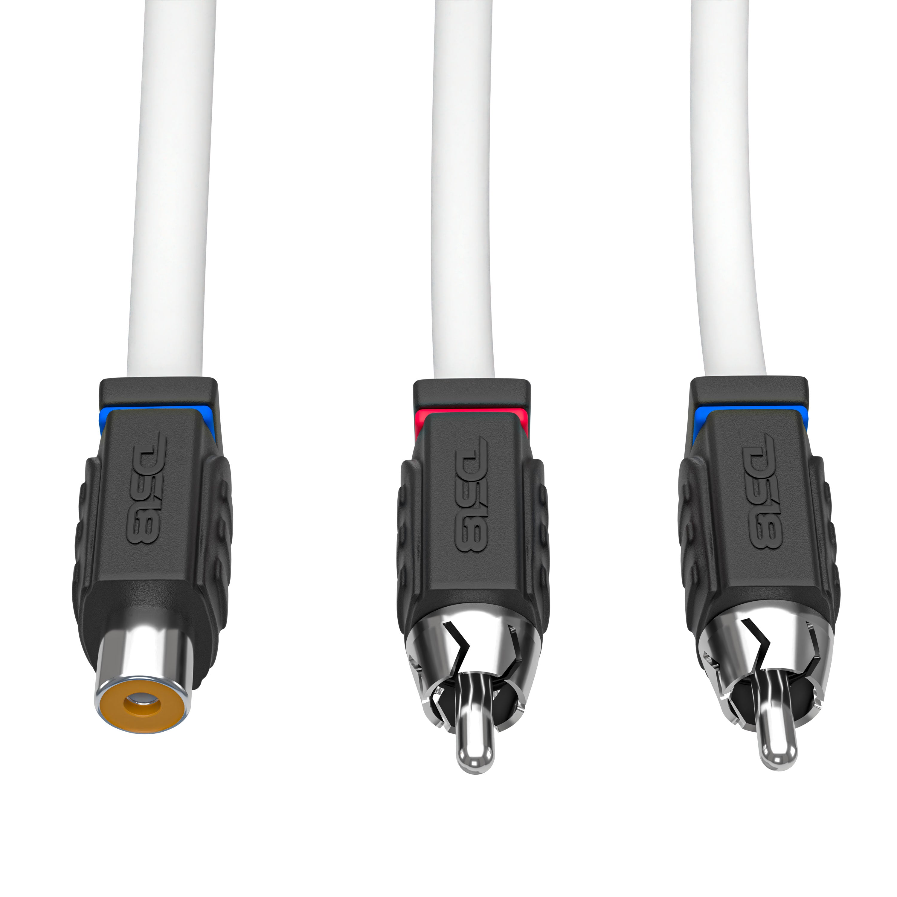 Premium RCA Marine Grade Tinned 100% Copper OFC Y Splitter Cable - 1 Female to 2 Male Connector (White) for Boat Audio Systems & Marine Electronics